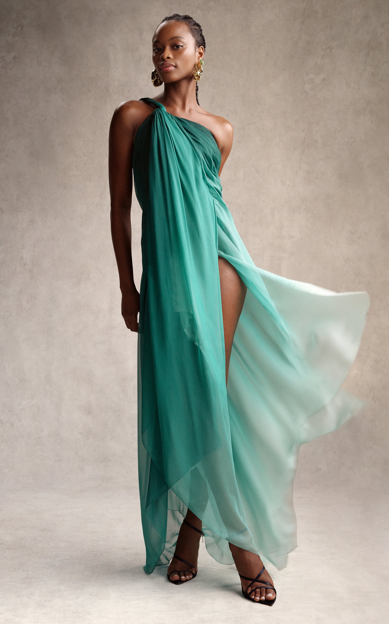 Degradé Silk-Chiffon Asymmetric Gown blue - 8