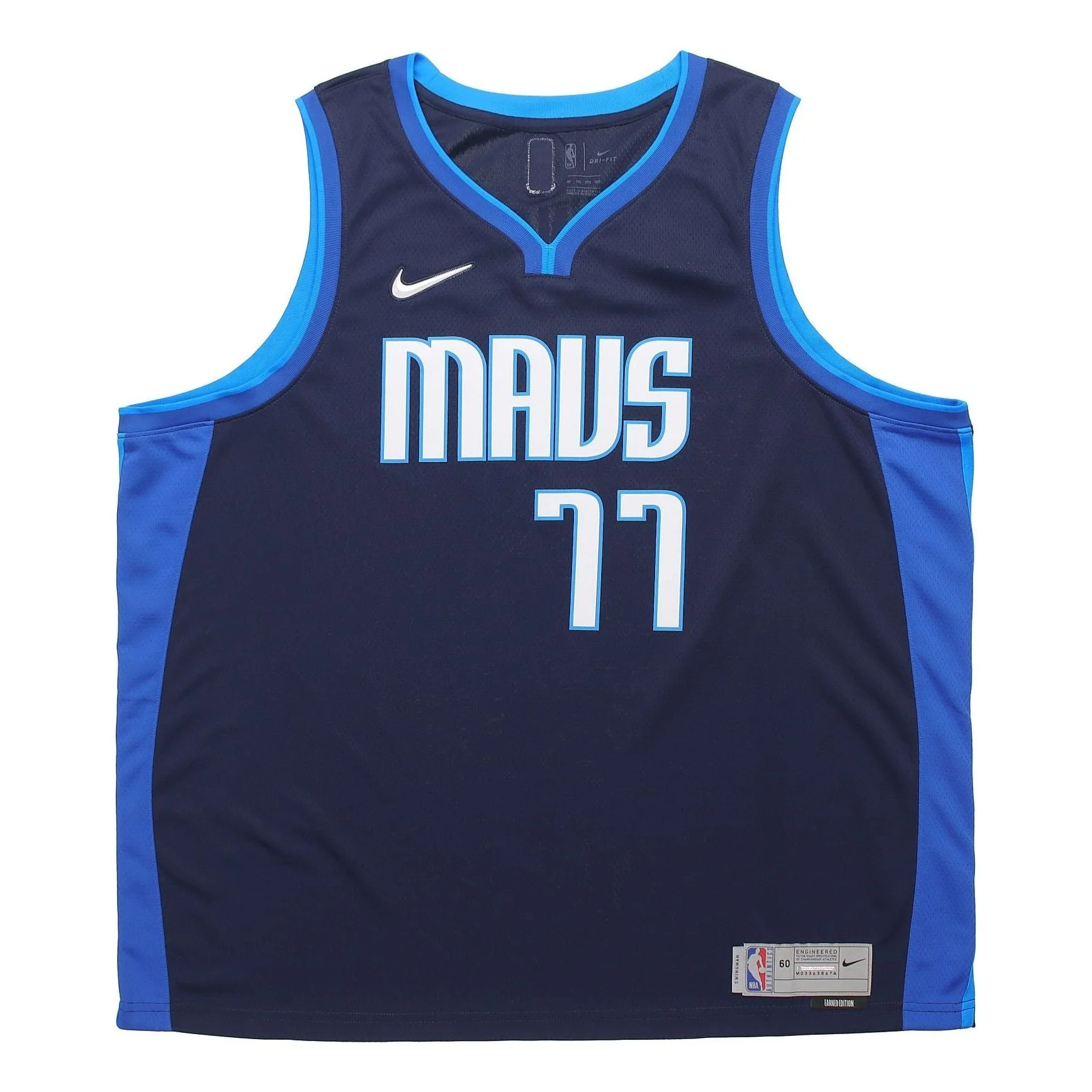 Nike NBA Retro Basketball Jersey/Vest SW Fan Edition Version Dallas Mavericks Doncic No. 77 Navy Blu - 1