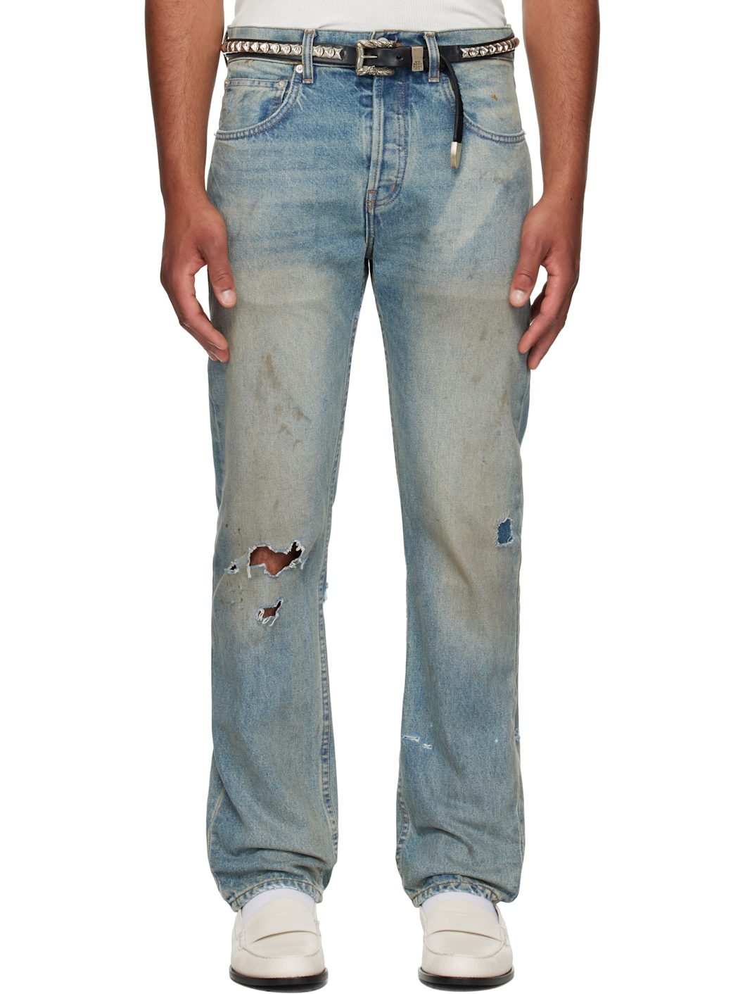 Blue Straight Leg Jeans - 1
