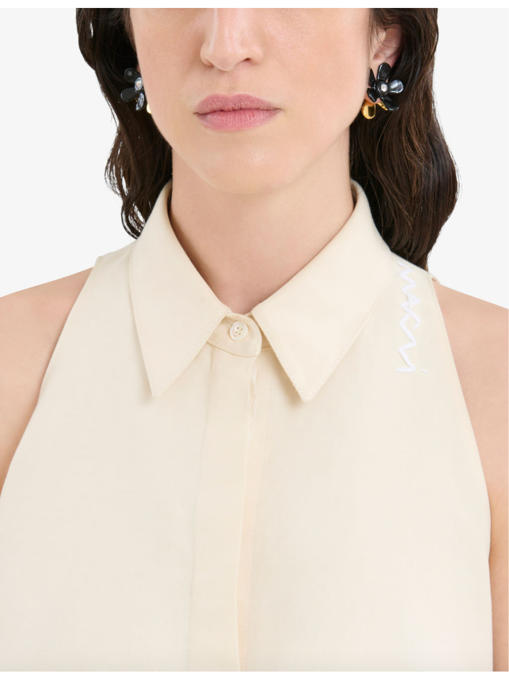 Flower Pop Black-Enamel and Brass Earrings - 2