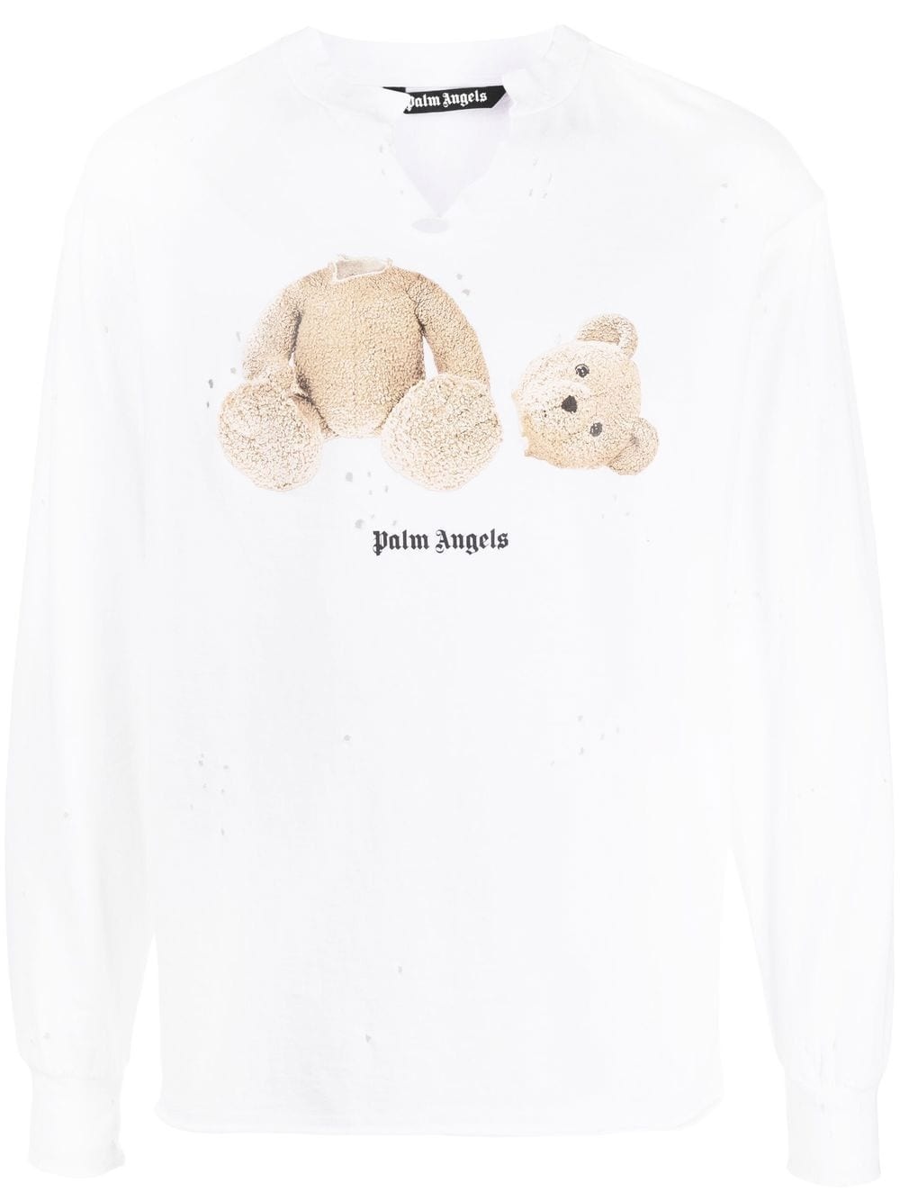 Bear-print distressed-effect T-shirt - 1