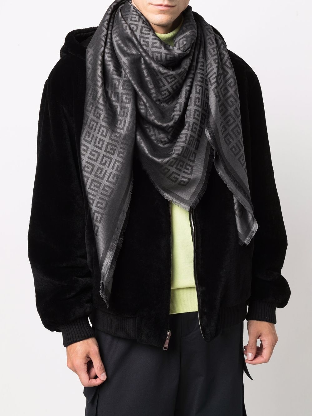 monogram-print scarf - 2