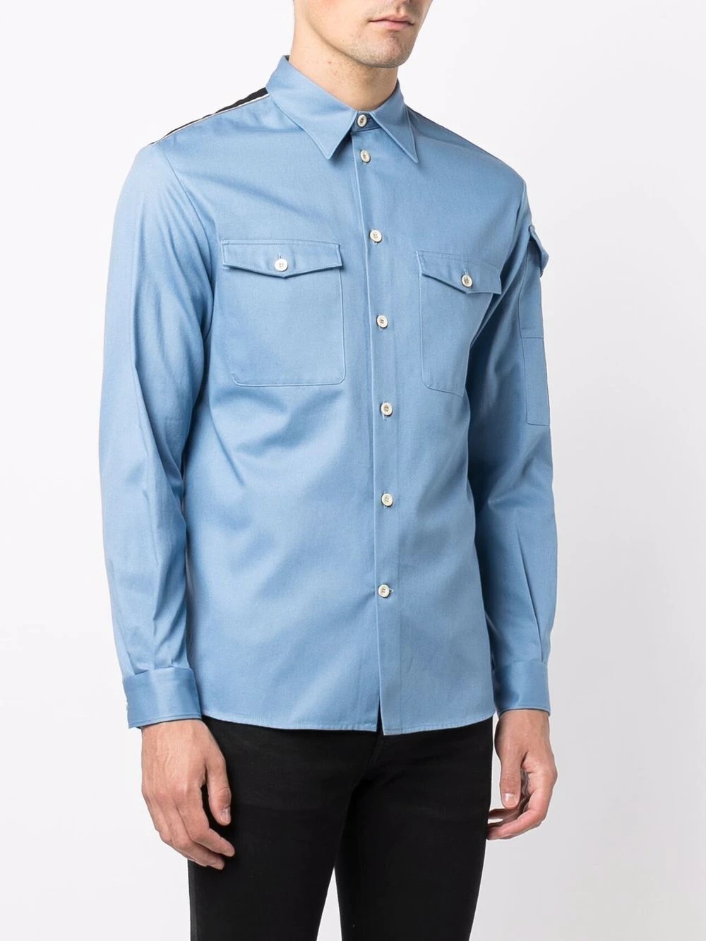 logo-trim cotton shirt - 3