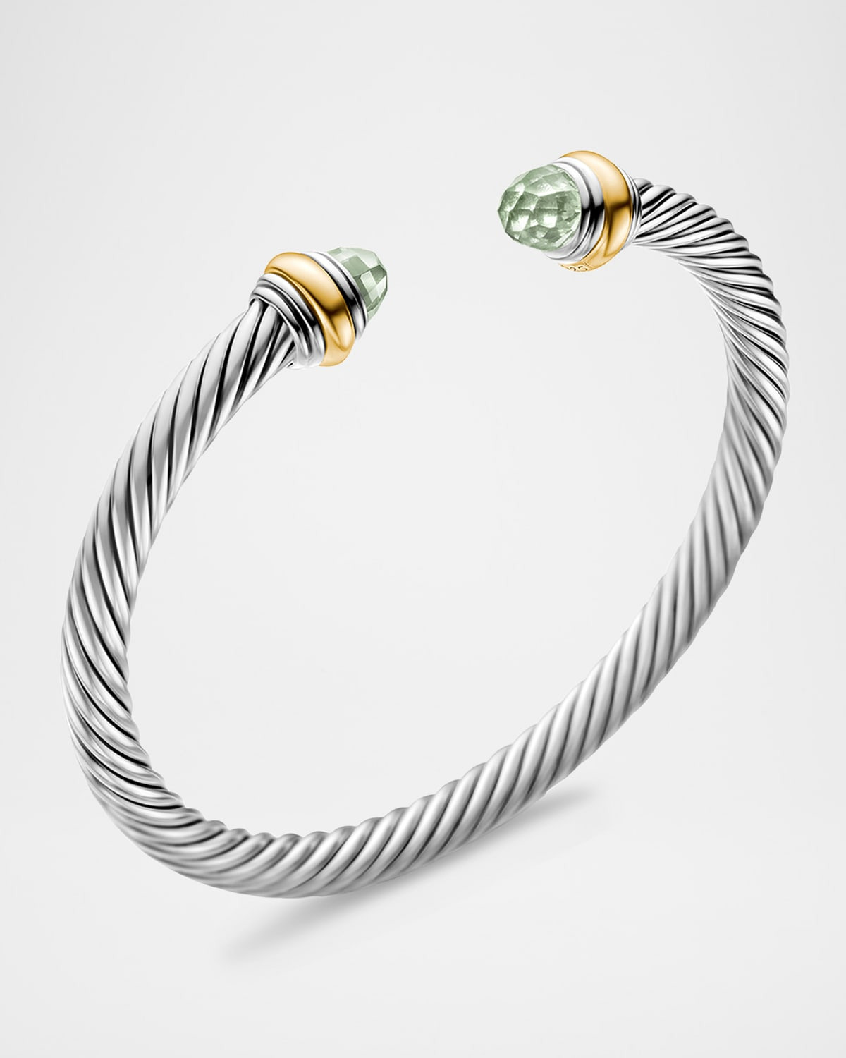 Cable Bracelet with Gemstone in Silver with 14K Gold, 5mm - 3