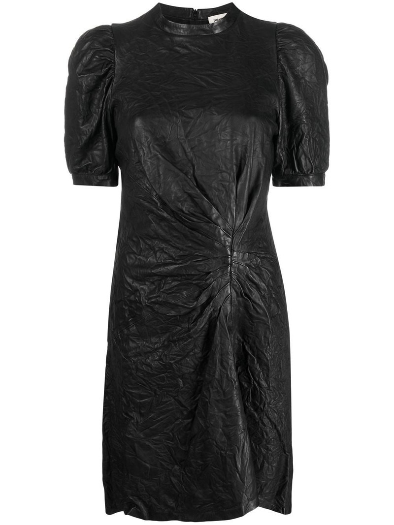 short-sleeved leather dress 1