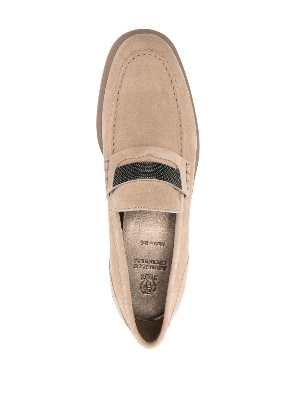 Monili-chain suede loafers - 4