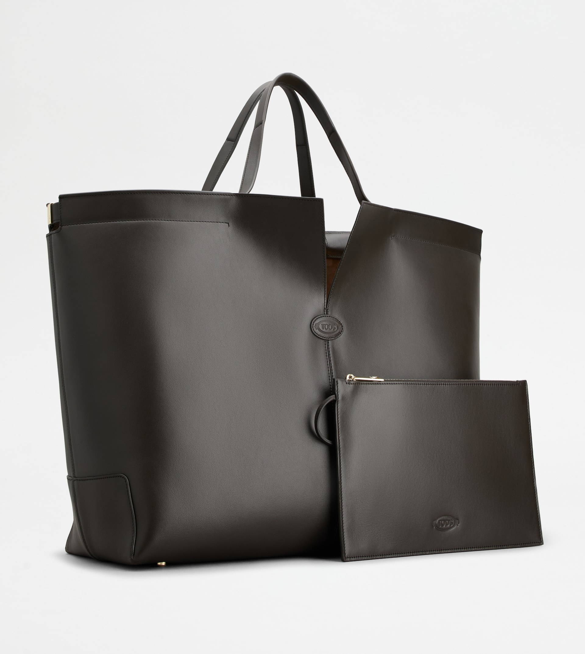 TOD'S DI BAG FOLIO IN LEATHER MAXI - BROWN - 5