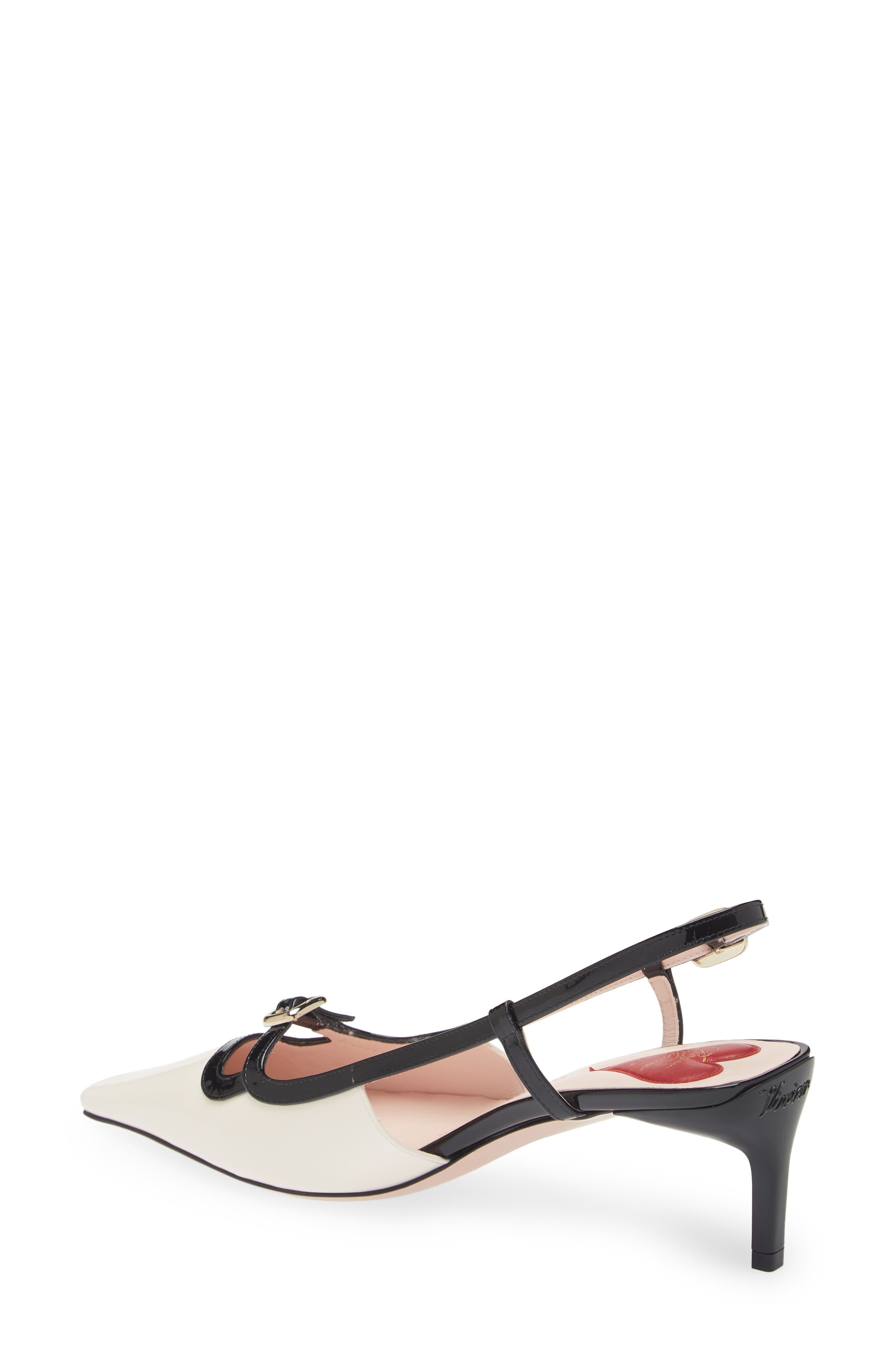 Roger Vivier Mini Buckle Slingback Pump in Ivory/Black at Nordstrom - 2