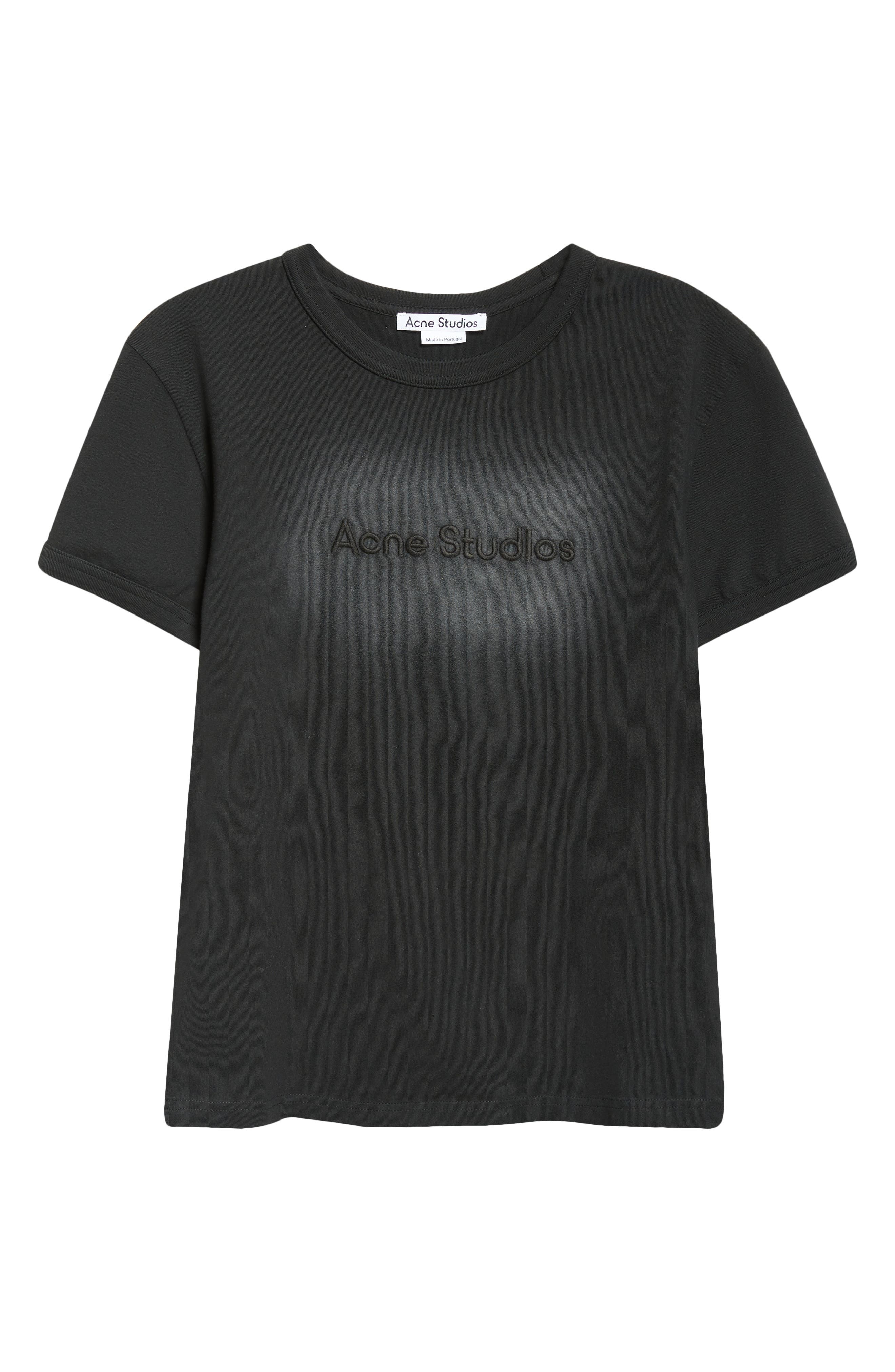 Acne Studios Etza Faded Embroidered Logo Fitted Cotton T-Shirt in Faded Black at Nordstrom - 6