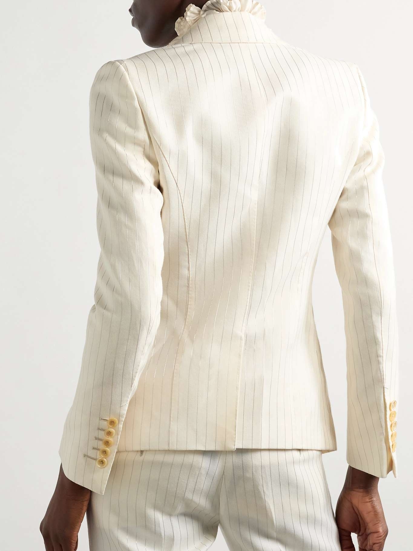 Striped wool-blend blazer White - 4