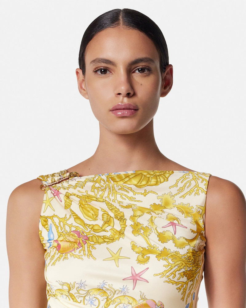 Underwater Barocco Draped Flared Mini Dress 3