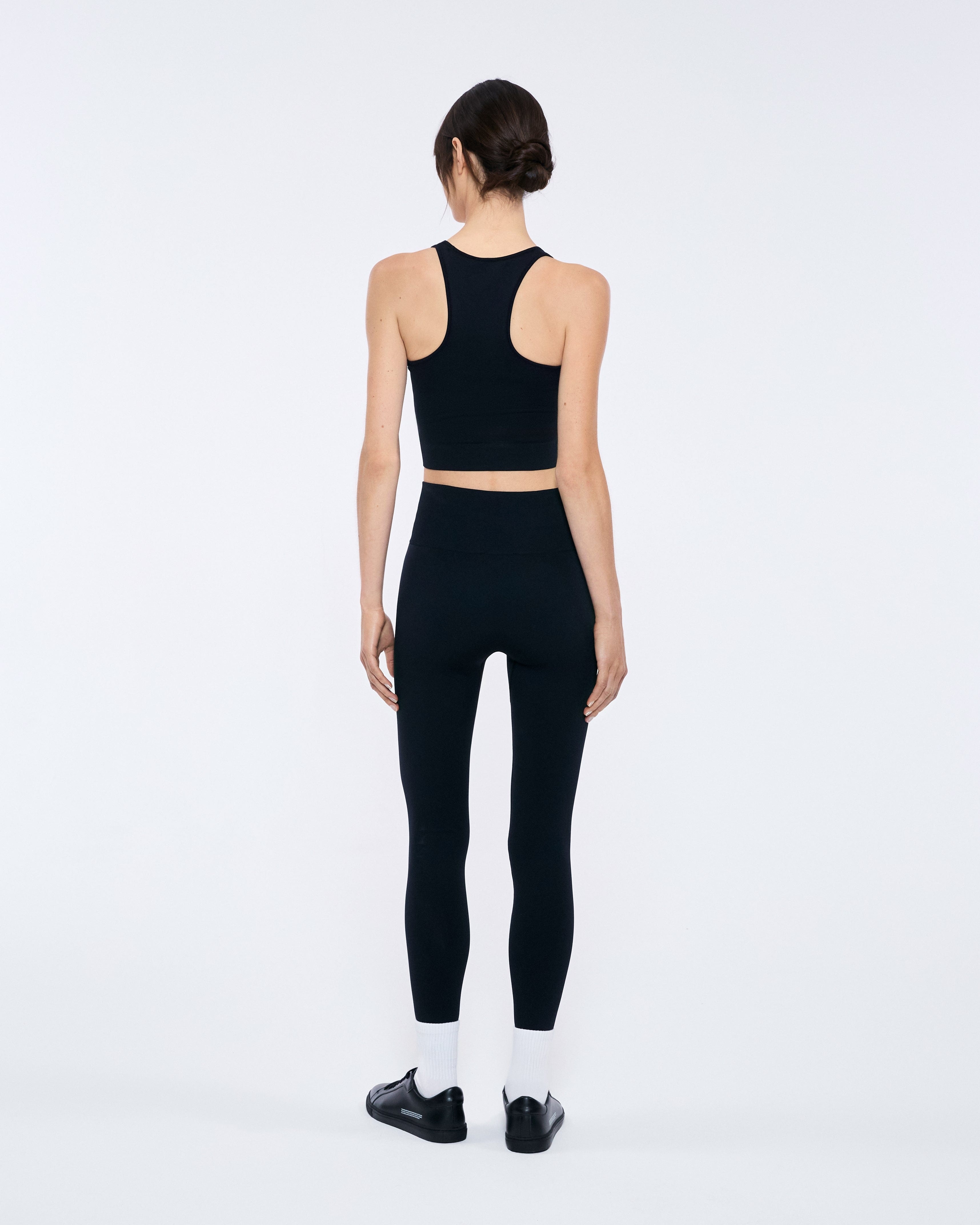 Womens Plant-Stretch Compressive Ribbed Tank Top - Black - 6