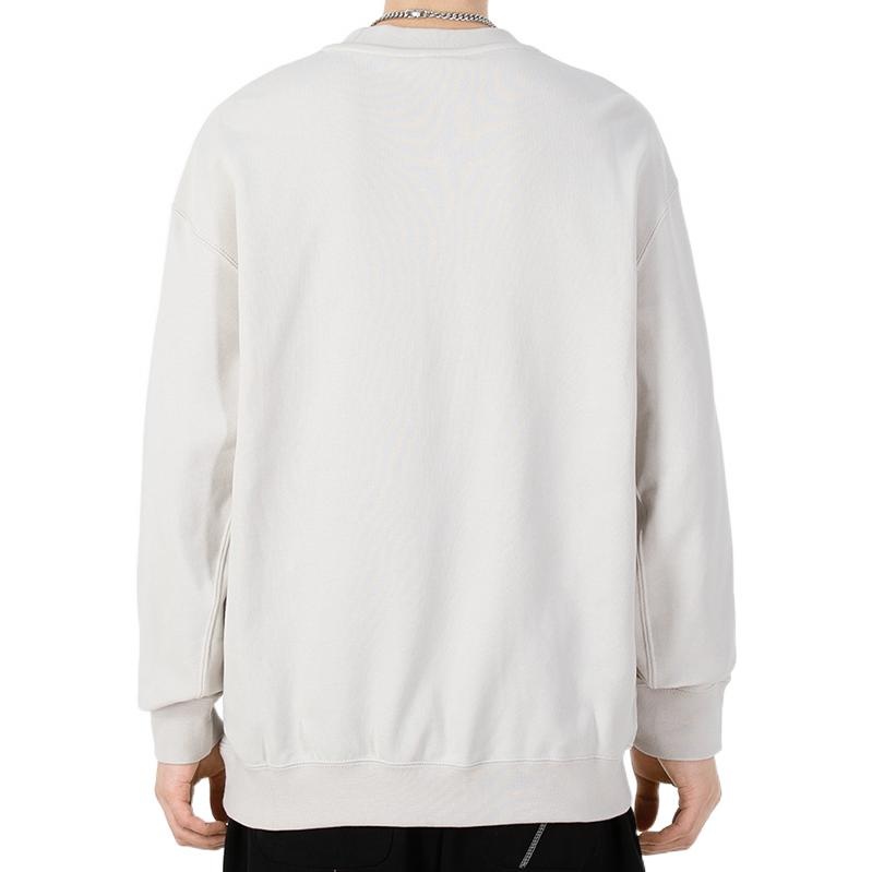 Men's Nike Embroidered Logo Solid Color Sports Round Neck Pullover White DR7836-104 - 3