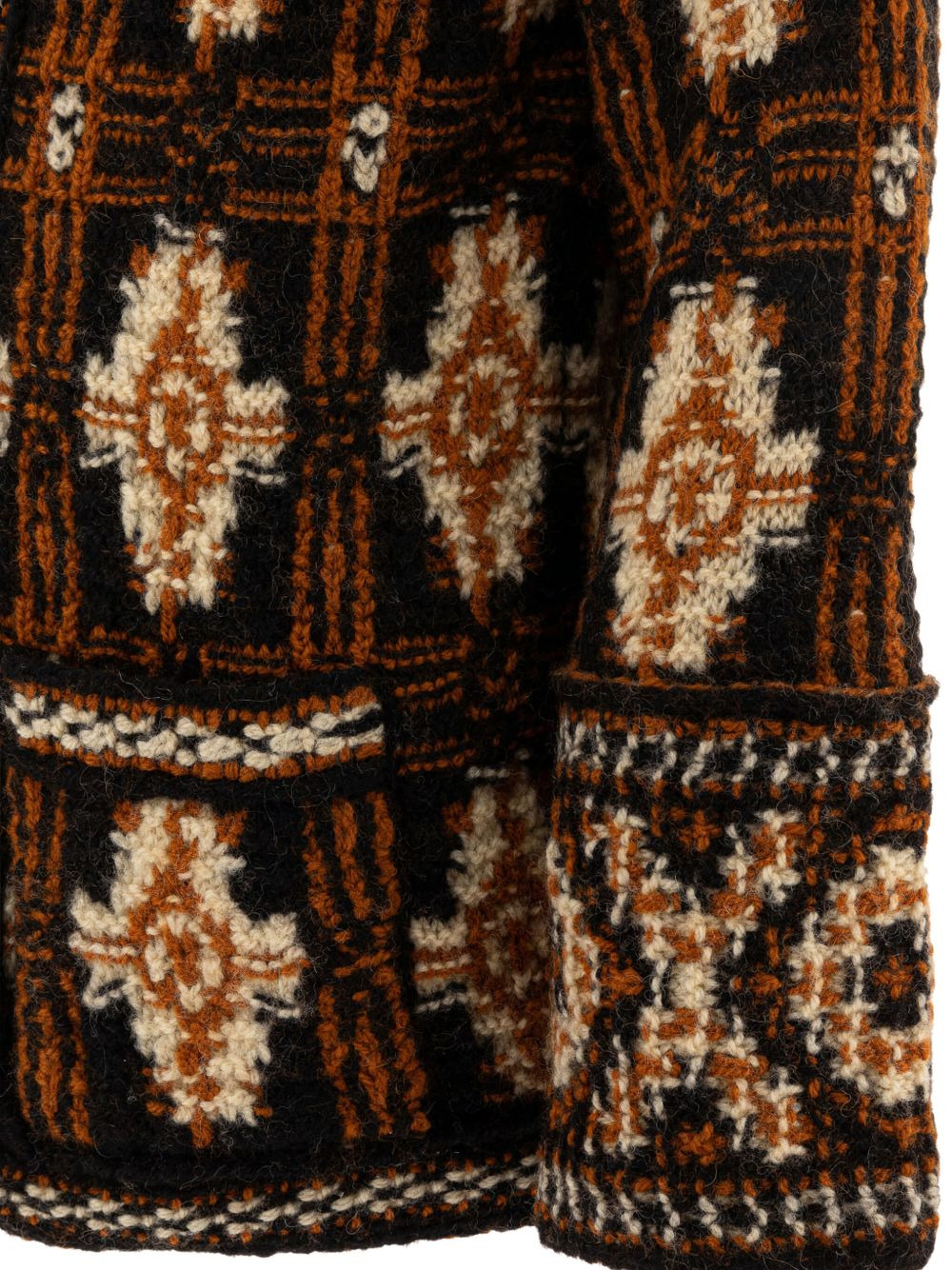 geometric-pattern wool cardigan - 4