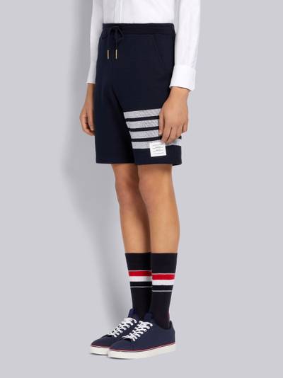 Thom Browne Navy Double Face Cotton Knit 4-Bar Stripe Sweat Shorts outlook
