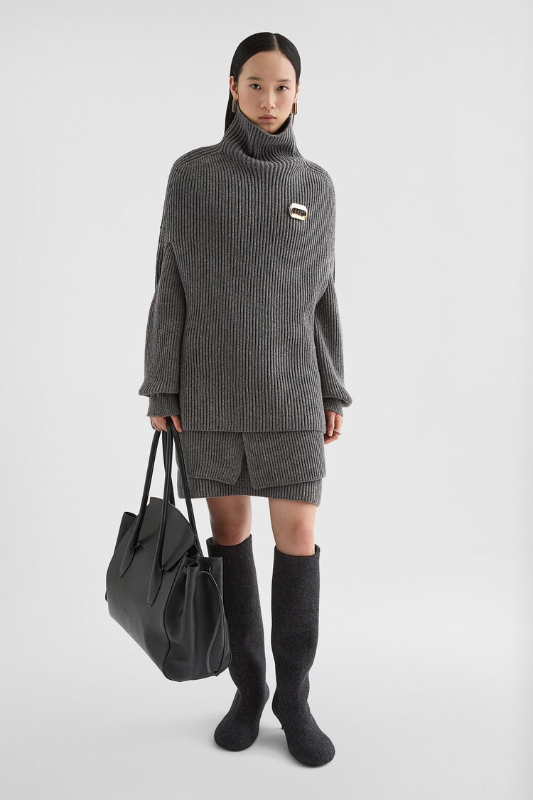 Midweight Wool High-Neck Cape - 2