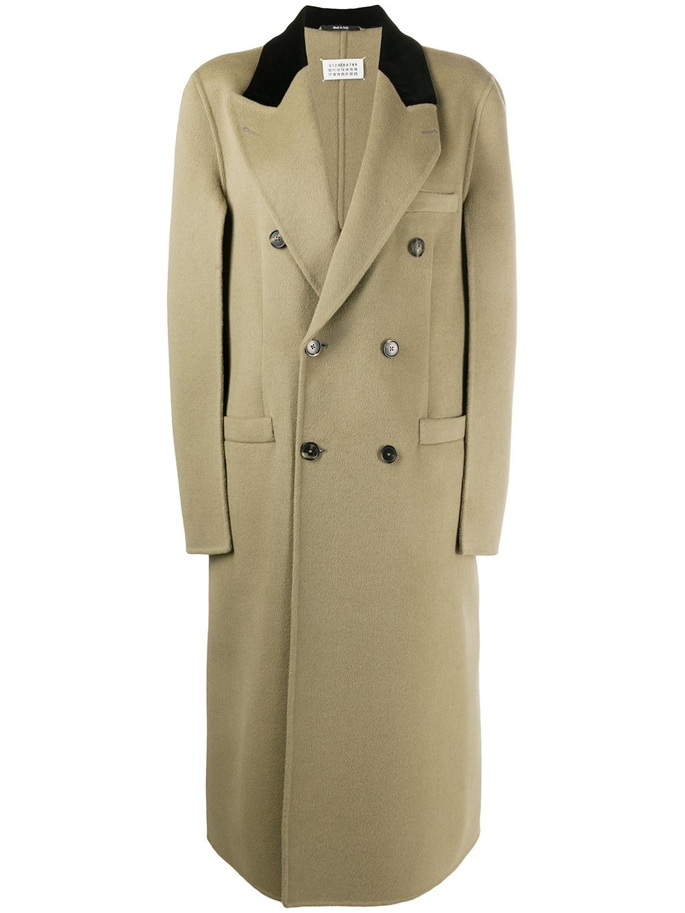 double-breasted mid-length coat - 1