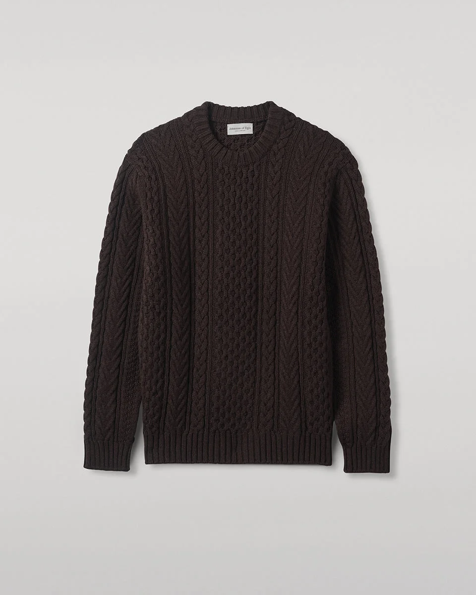 Aran Cable Brown Cashmere Jumper - 1