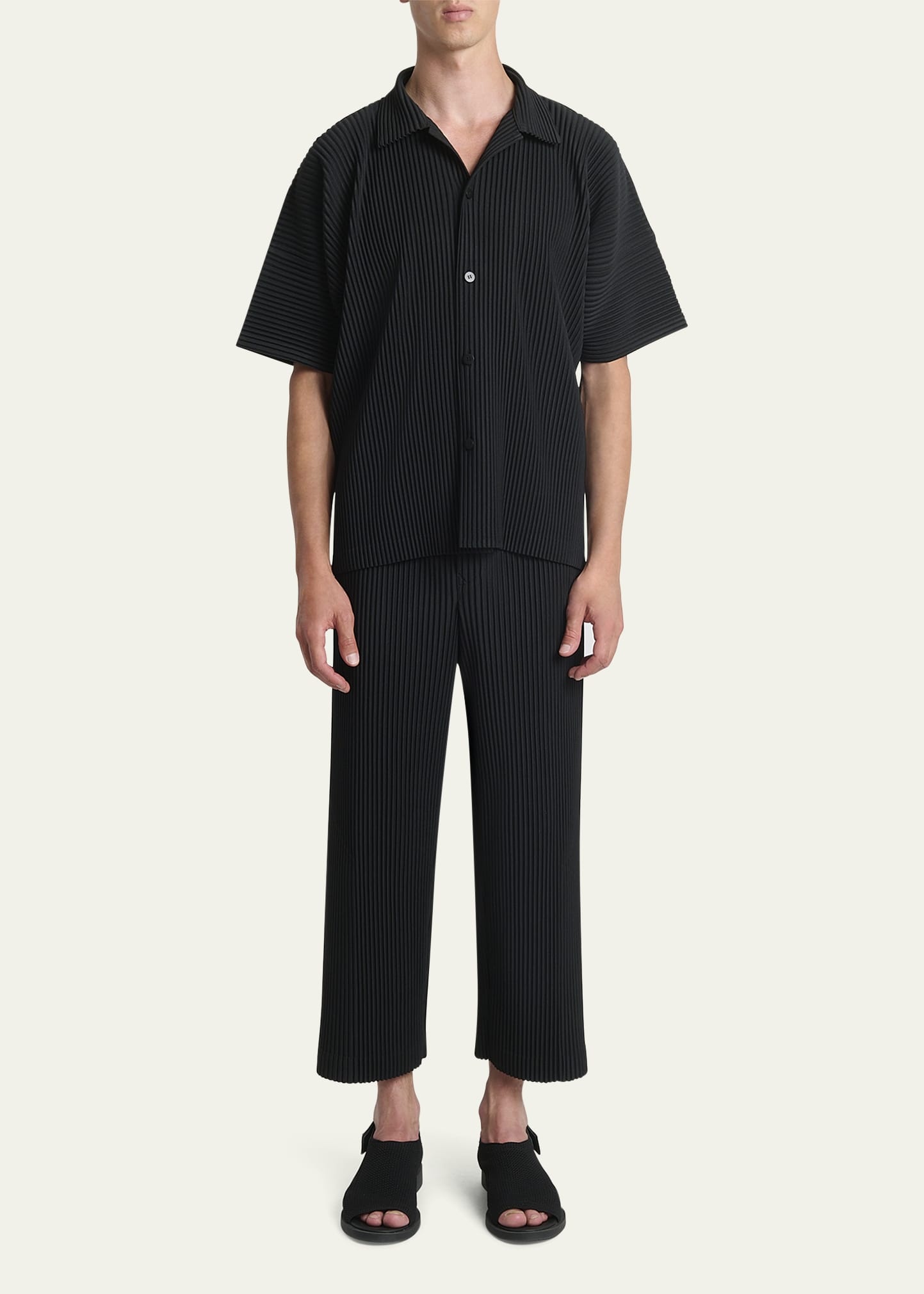 Men's Pleated Button-Down Shirt - 2