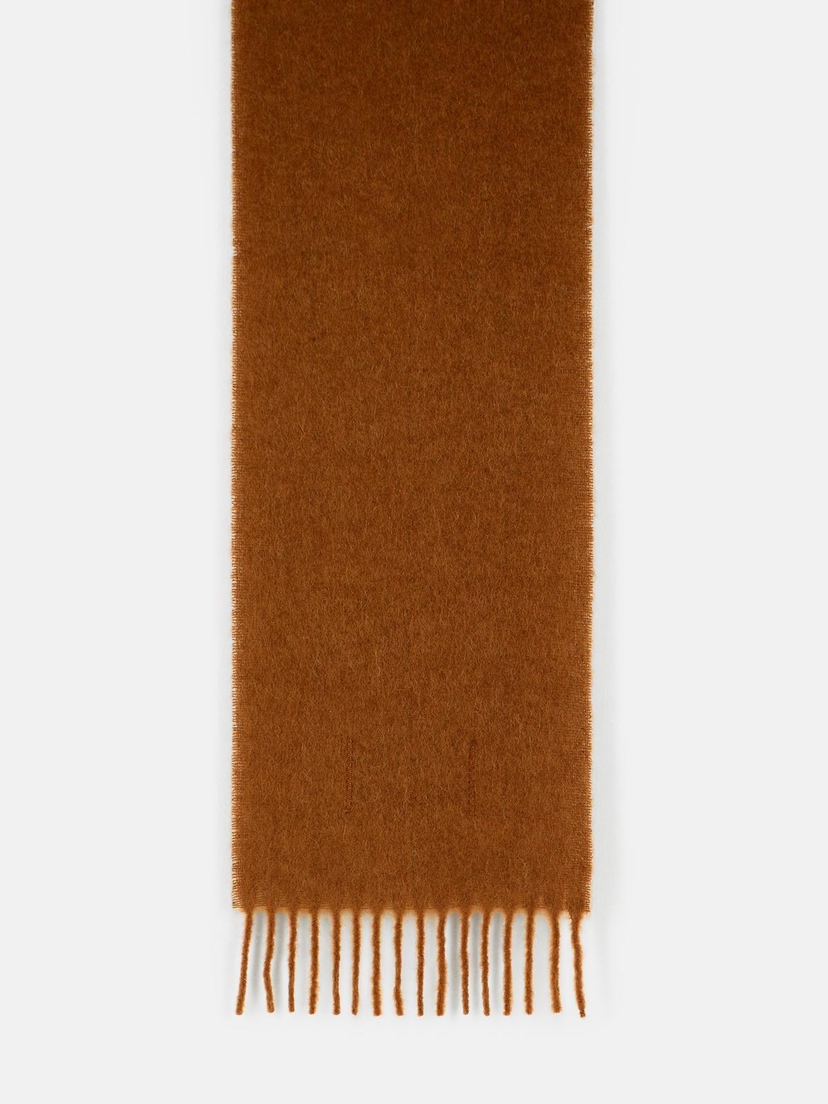 BROWN BRUSHED ALPACA BLEND SCARF WITH FRINGES - 2