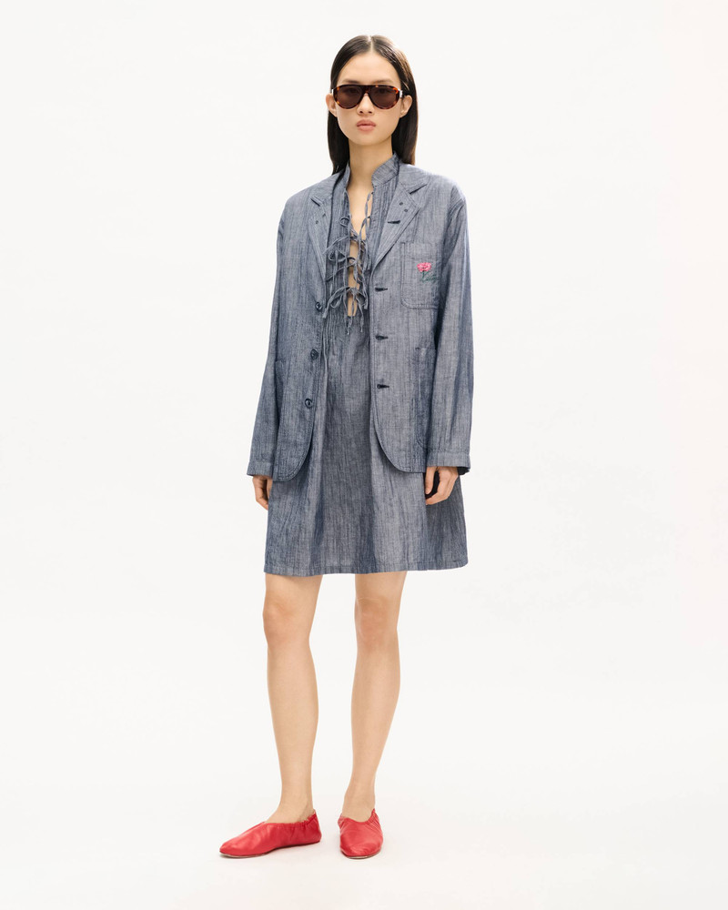 KENZO 'KENZO Tulip' light workwear jacket in washed mixed linen denim outlook