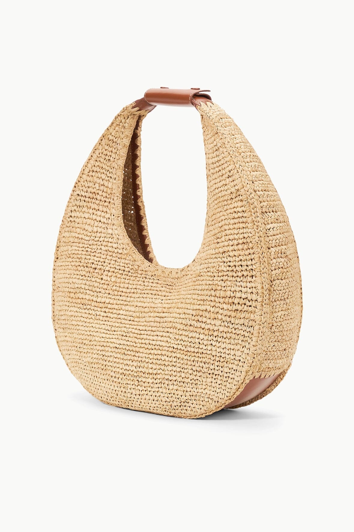 STAUD LARGE RAFFIA MOON TOTE BAG NATURAL TAN - 3