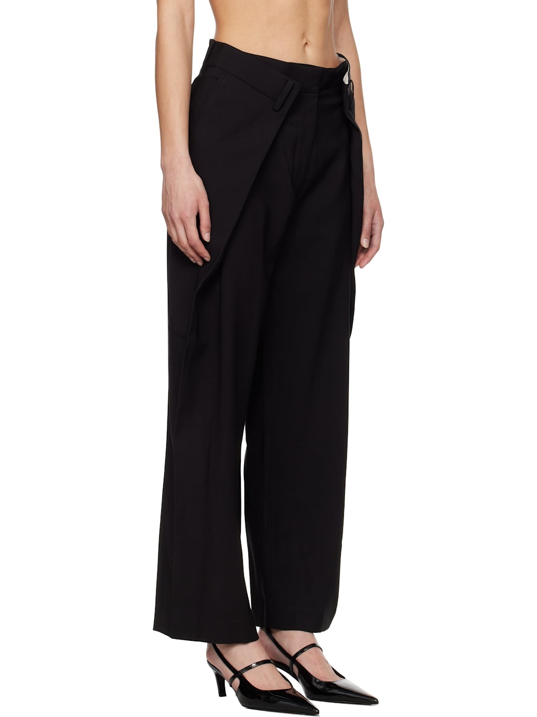 Black Pleated Wide Trousers - 2