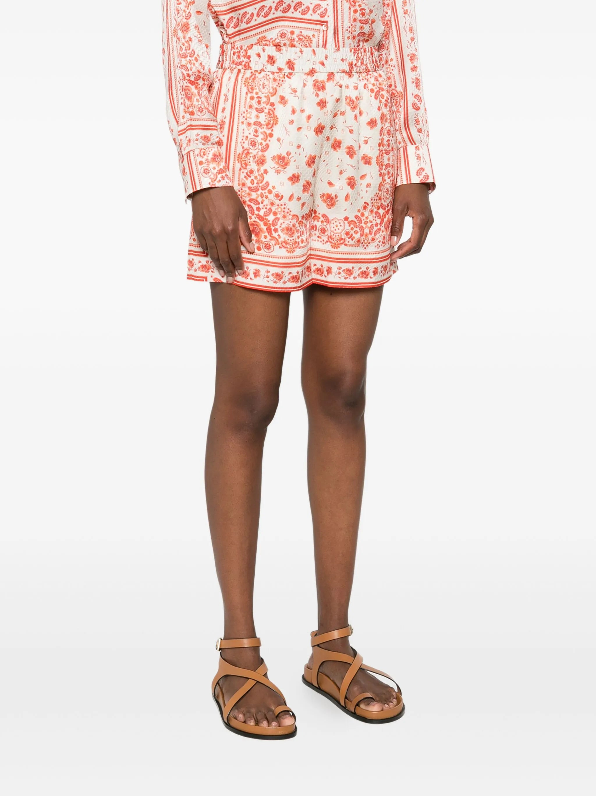 floral-print elasticated-waist shorts - 3