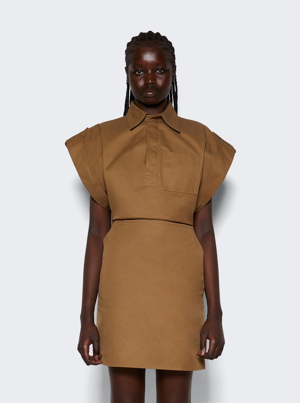 Gabardine Dress Dark Sand - 3