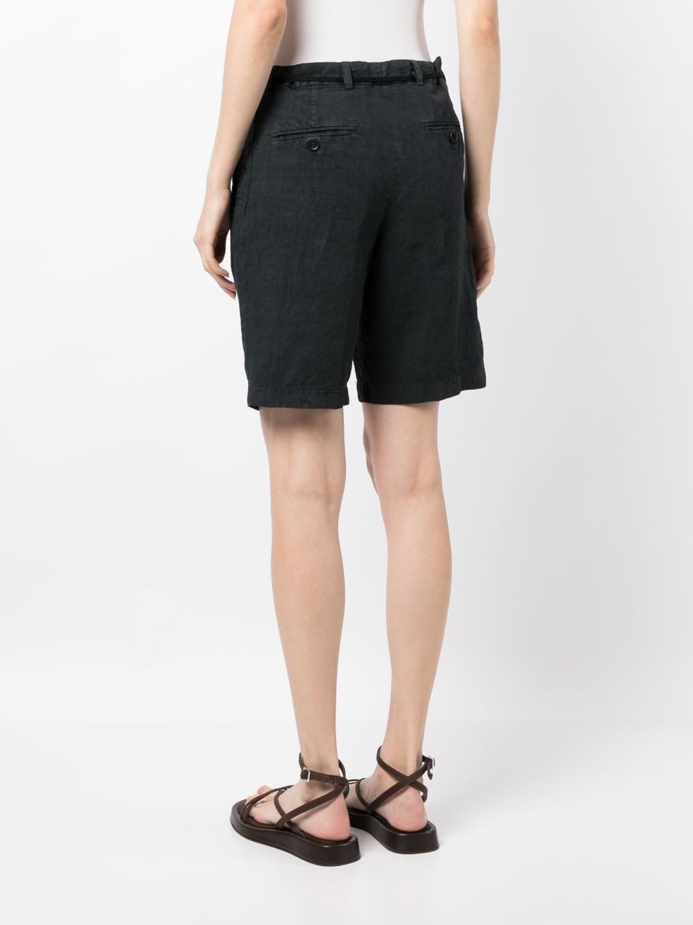 tied-waist linen bermuda shorts - 8