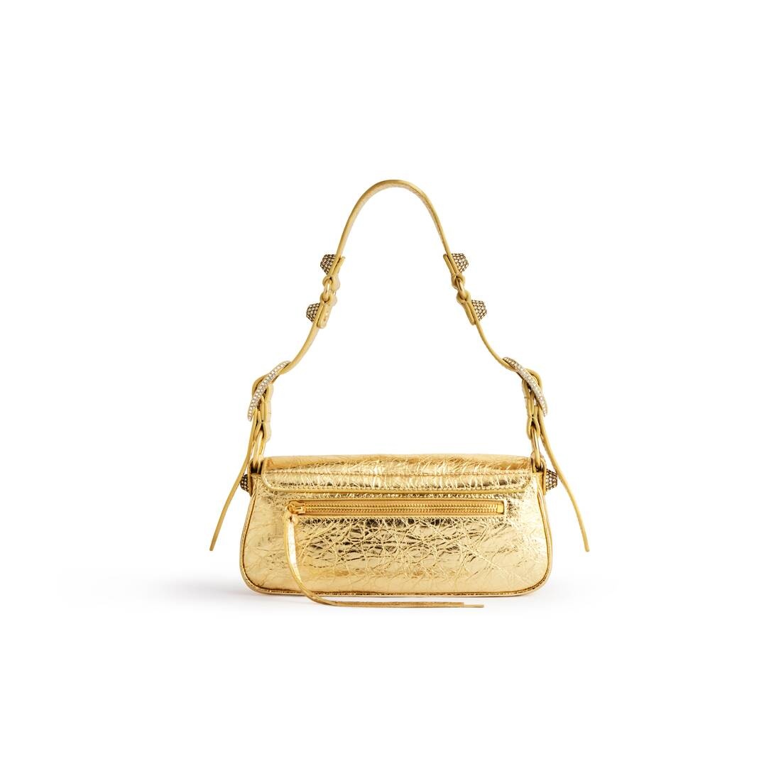 Women's Le Cagole Xs Sling Bag Metallized With Rhinestones in Gold - 4