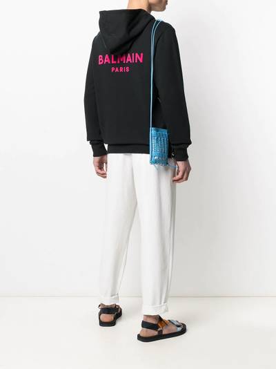 Balmain flock logo zip-up hoodie outlook