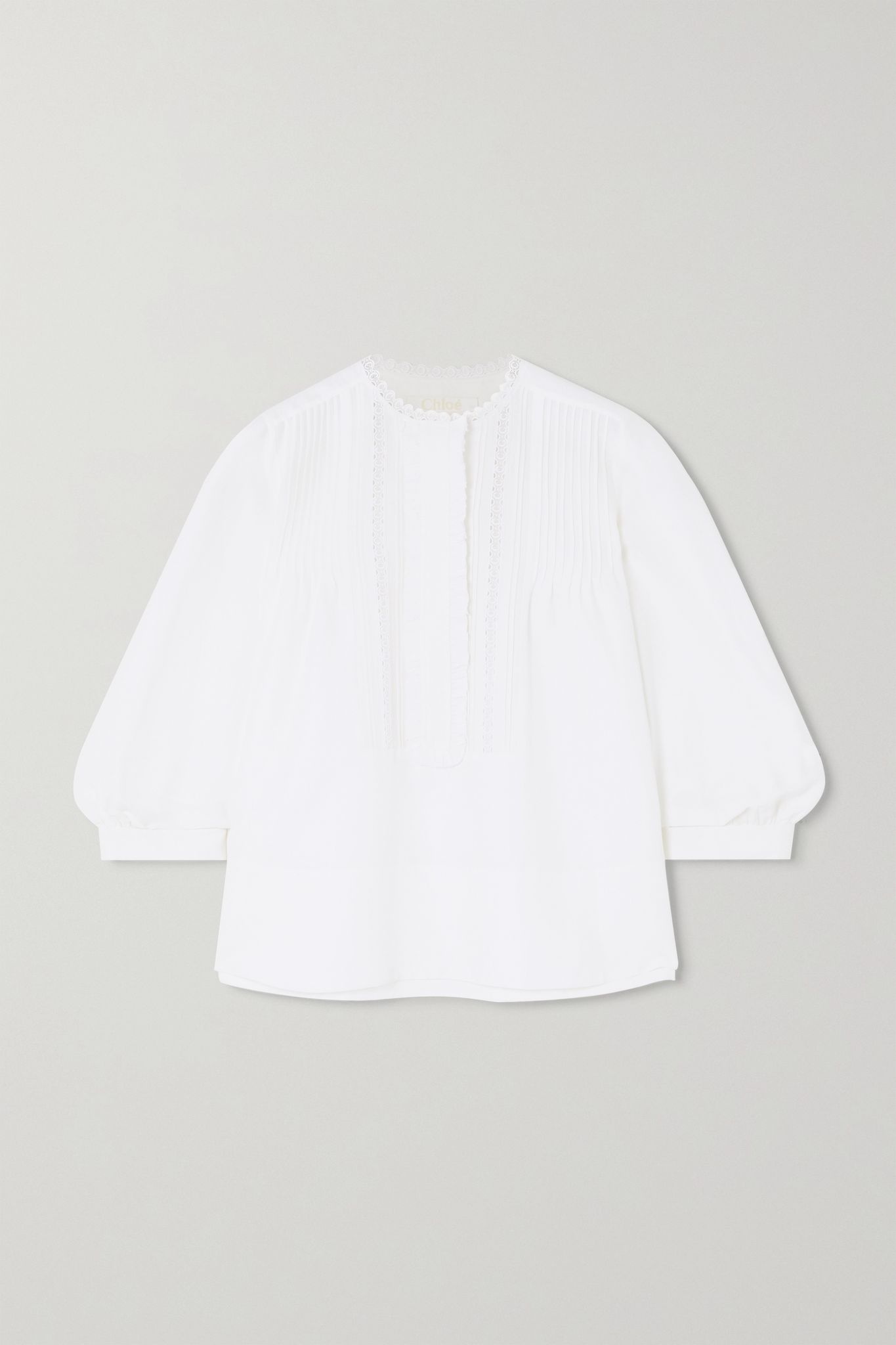 Lace-trimmed linen and cotton-blend blouse - 1