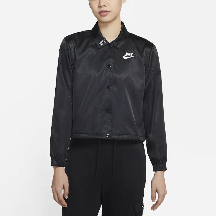 (WMNS) Nike AS W Nike Sportswear JKT Jacket SATIN FEMME Black DJ5363-010 - 4