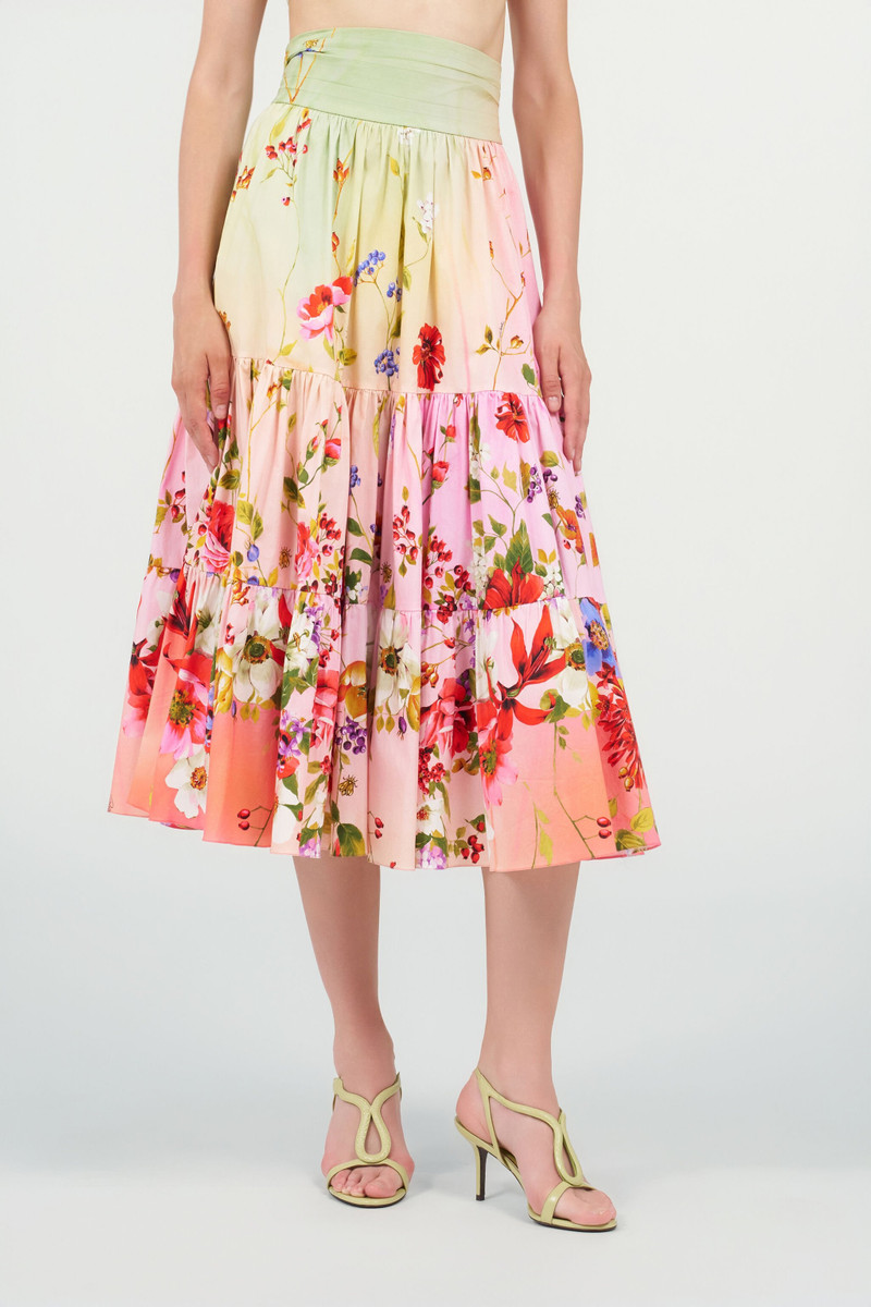 Midi Skirt with Miami Flowers Print 3