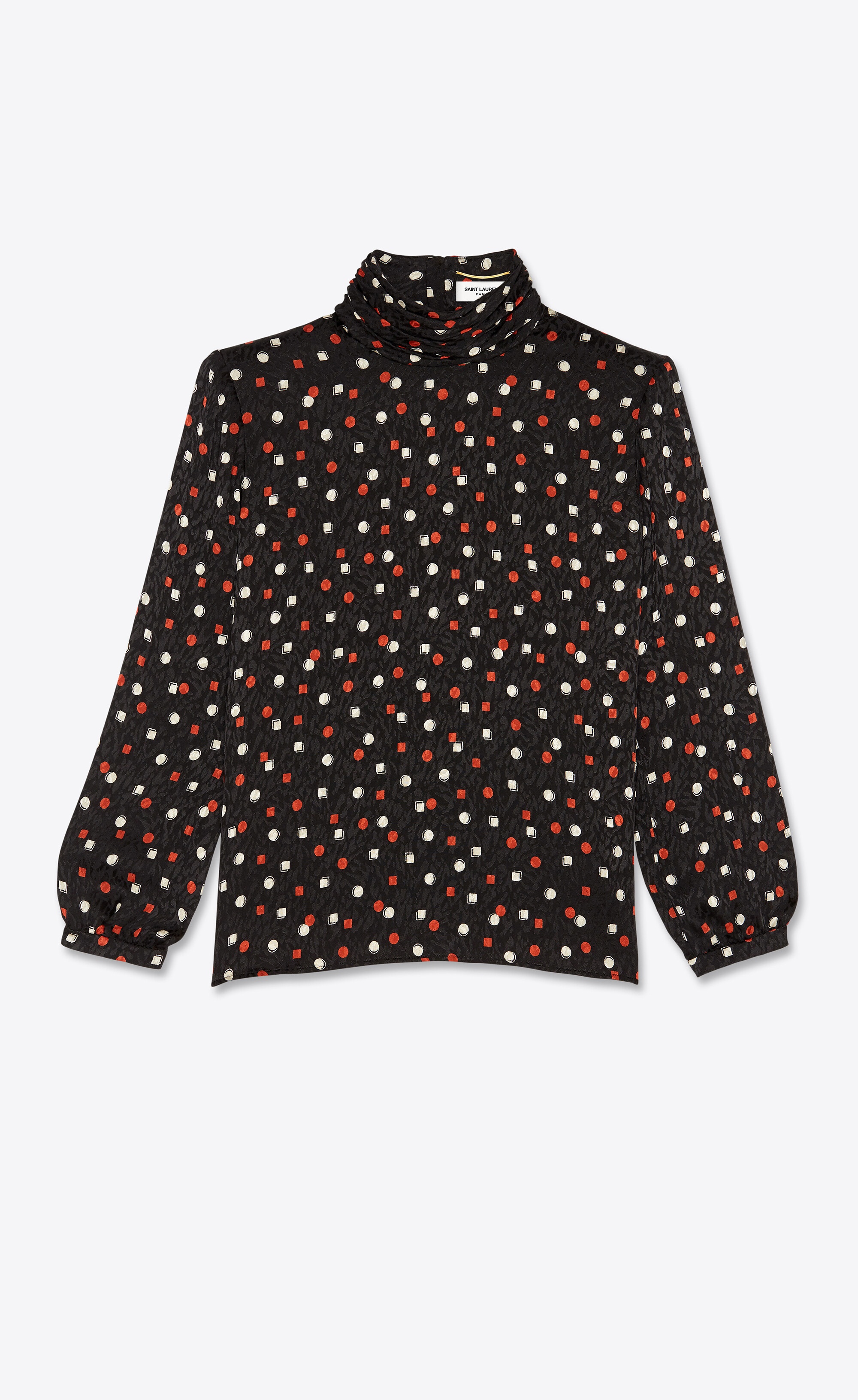 geometric-print turtleneck blouse in silk jacquard - 1