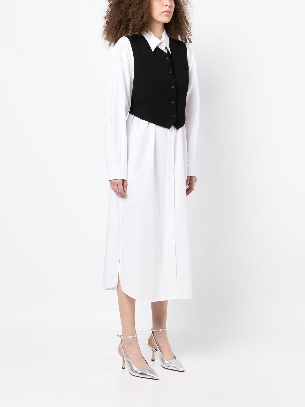 waistcoat-detail shirt dress - 3