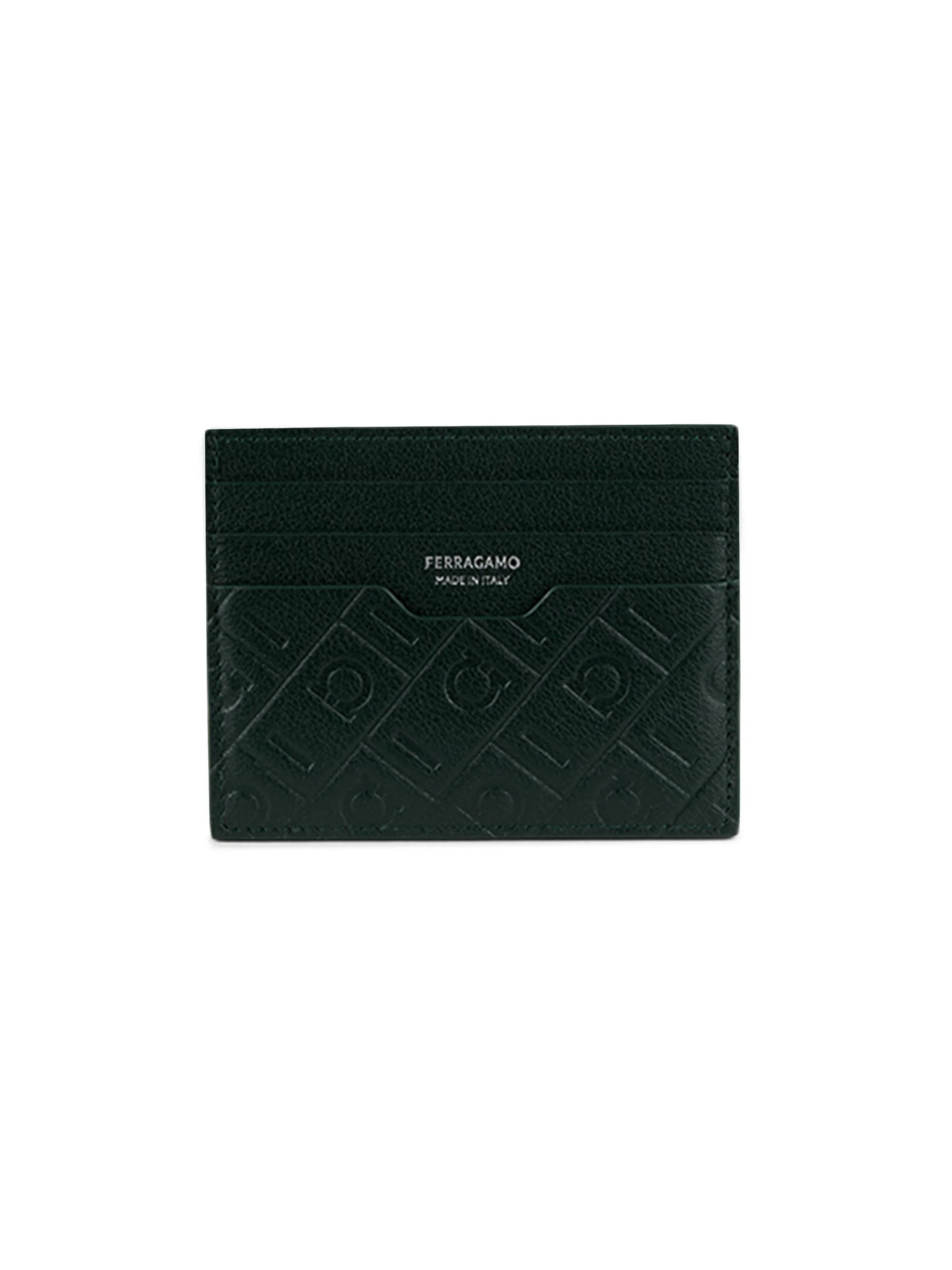 Men's MD Embossed Gancio Card Holder - Moss - 1