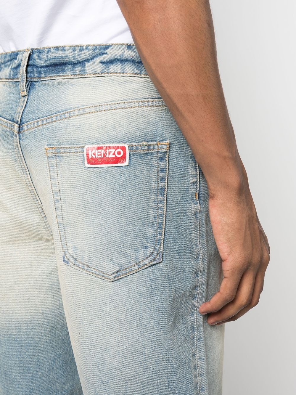 knee-length denim shorts - 5