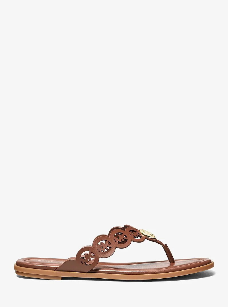 Janie Perforated Logo Leather Sandal - 1