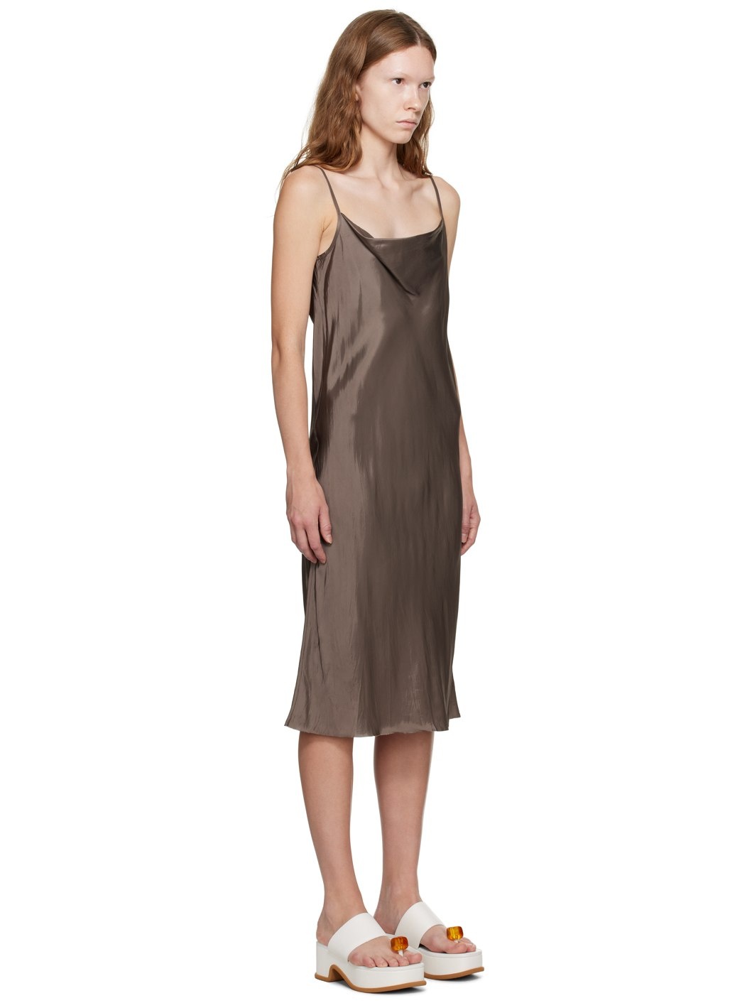 Gray Raw Edge Midi Dress - 2