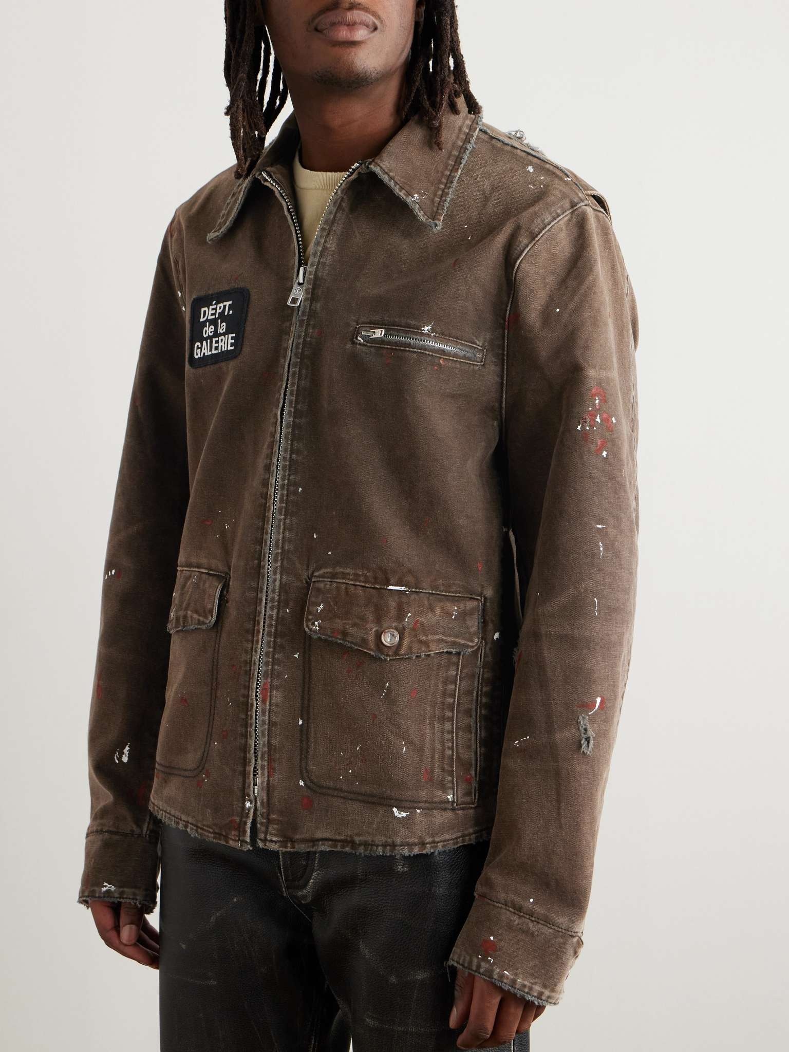 Billy B Paint-Splattered Distressed Coated-Canvas Jacket - 4