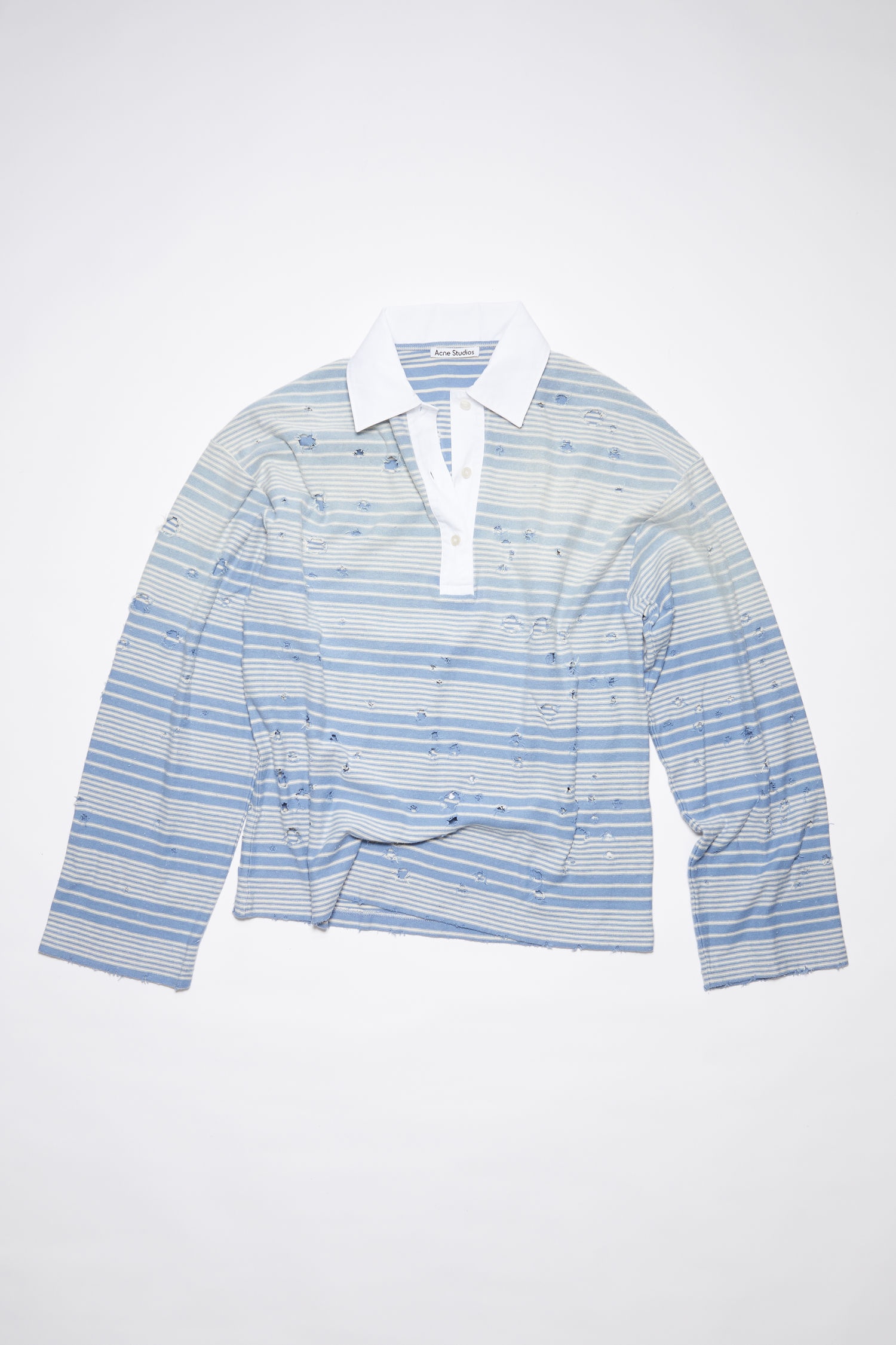 Striped polo shirt - Light blue/white - 1