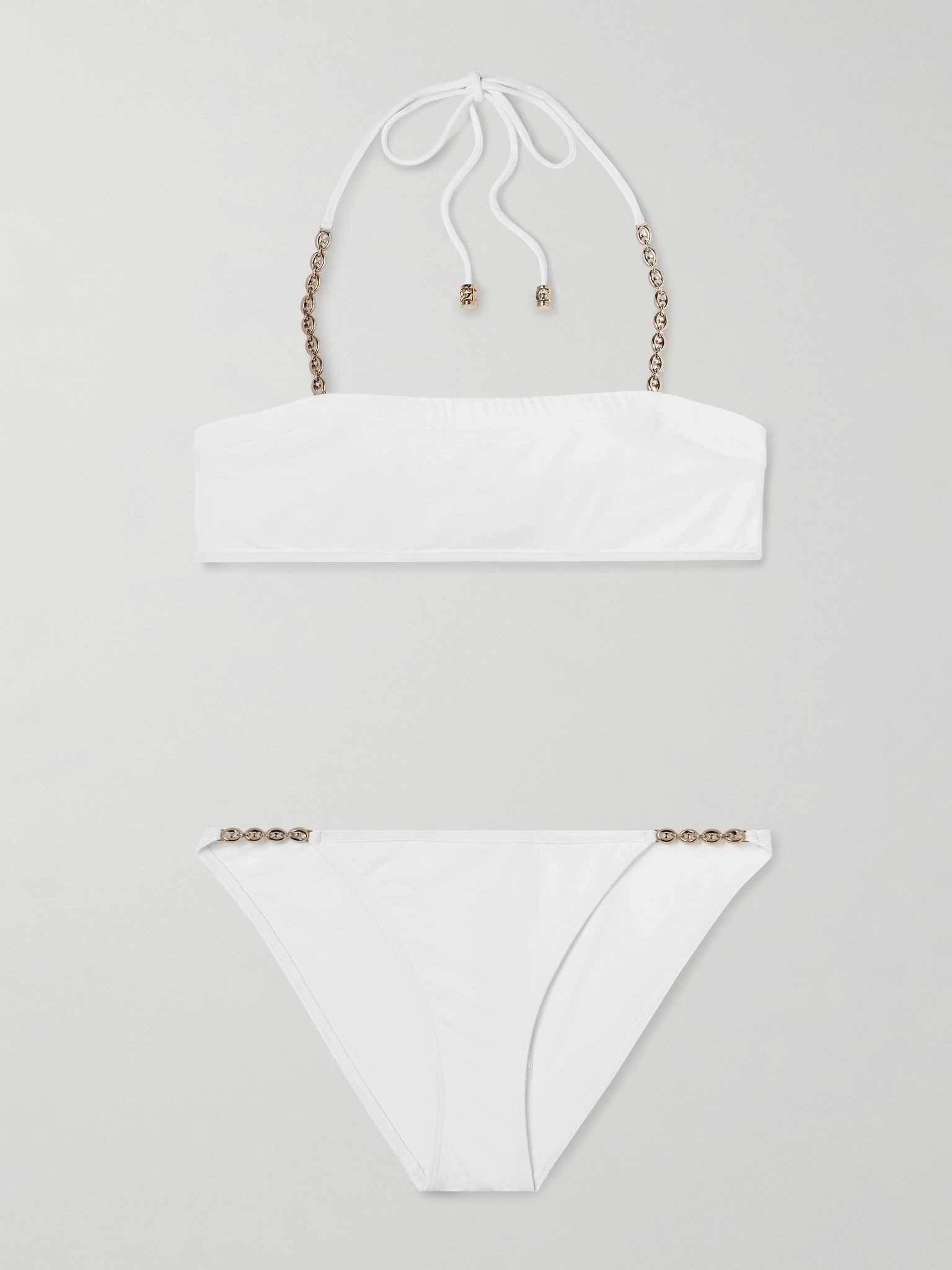 Sparkling chain-trimmed bikini White - 1