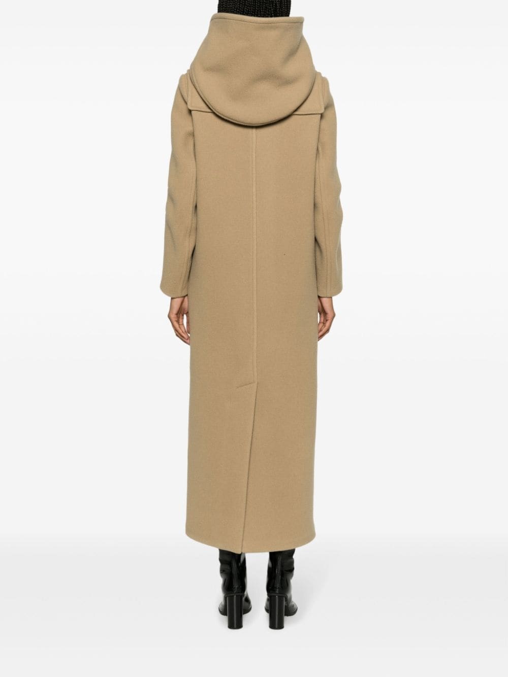 slouch-hood wool coat - 4