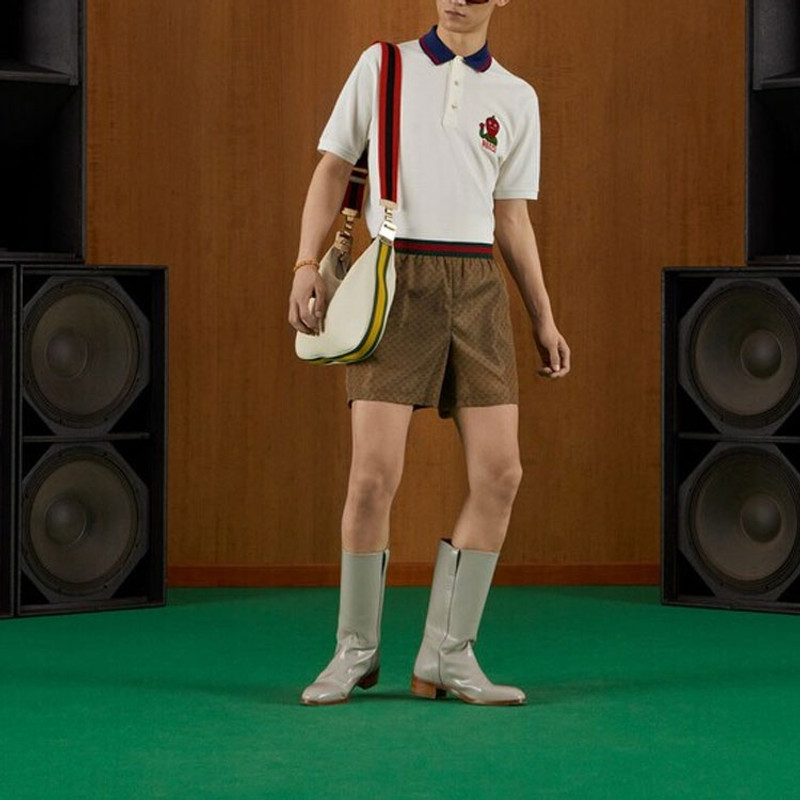 GUCCI Stretch cotton polo with patch outlook