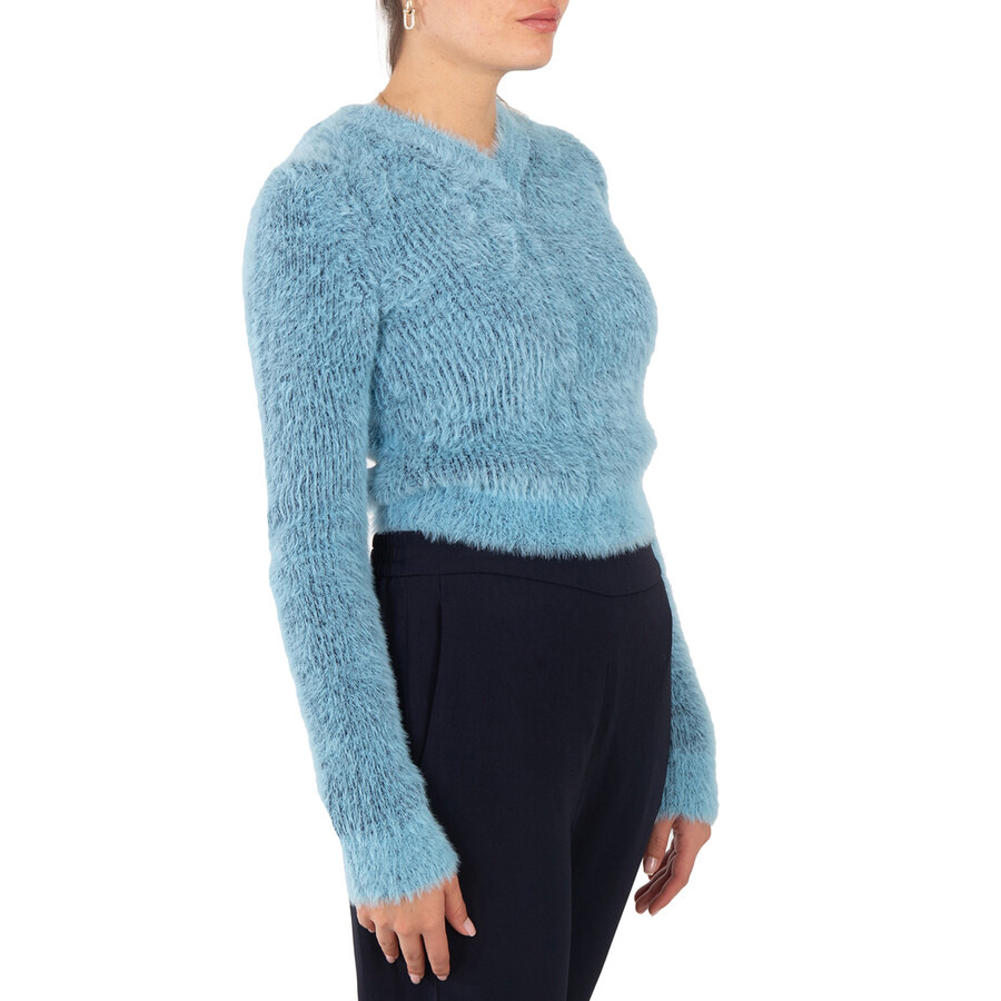 Stella McCartney Ladies Blue Brushed-Effect Ribbed-Knit Jumper - 2