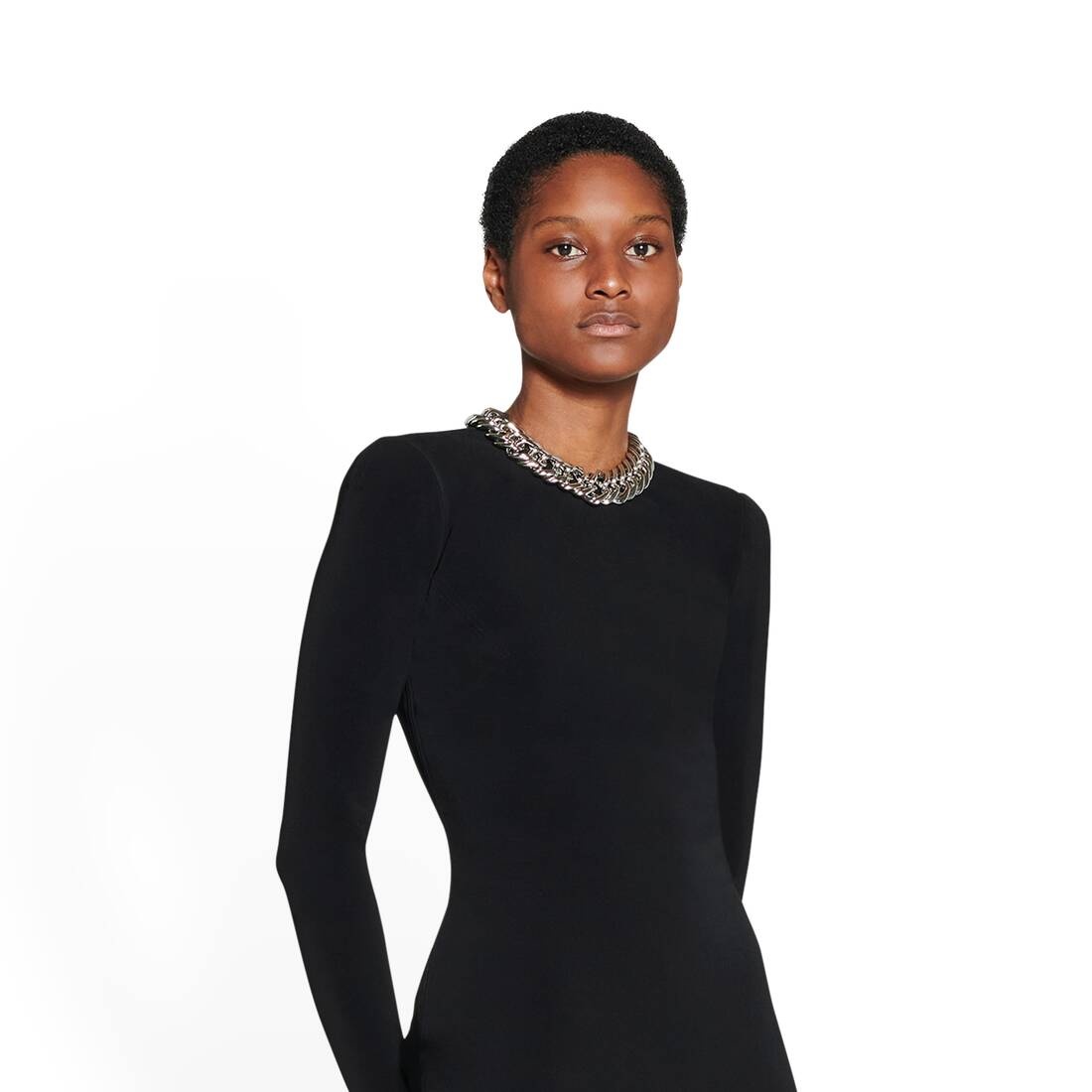 Women's Maxi Crewneck Dress in Black - 5