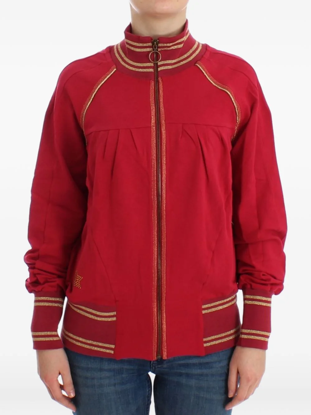 logo-print zip-up cardigan - 1