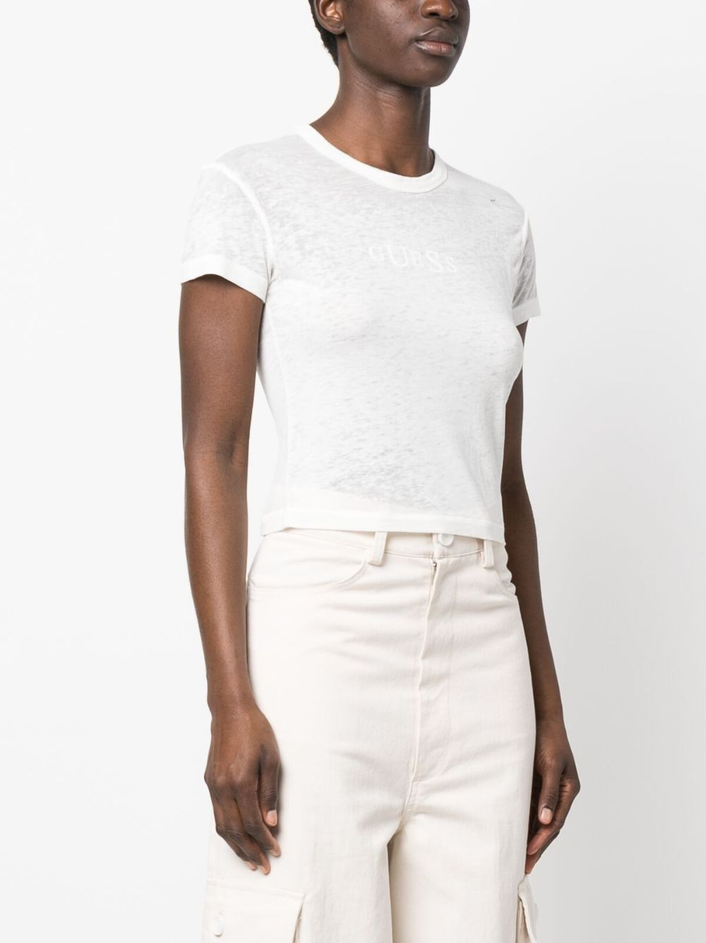 logo-print cropped T-shirt - 3
